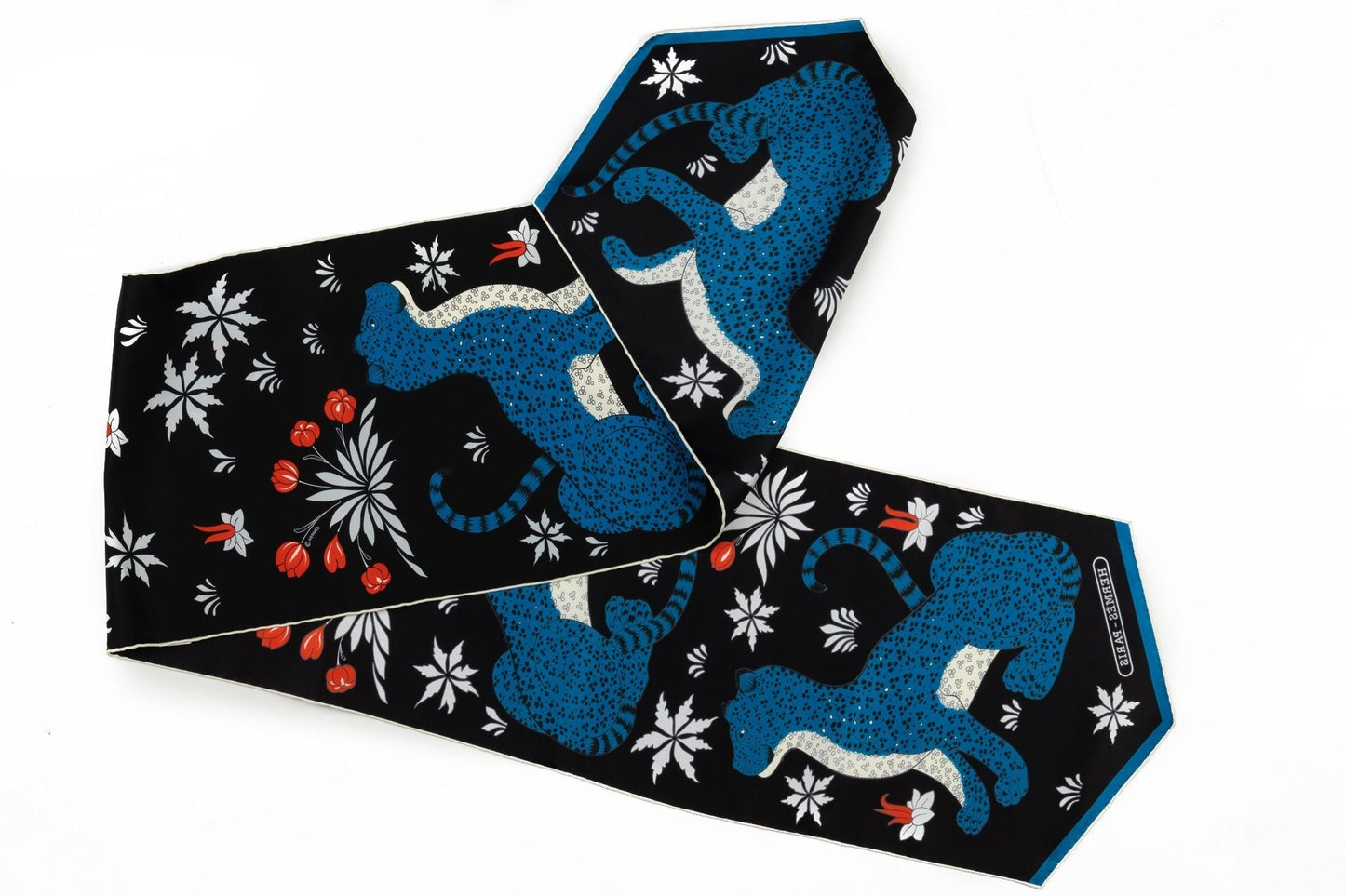 Hermes Black Guepards Silk Stole