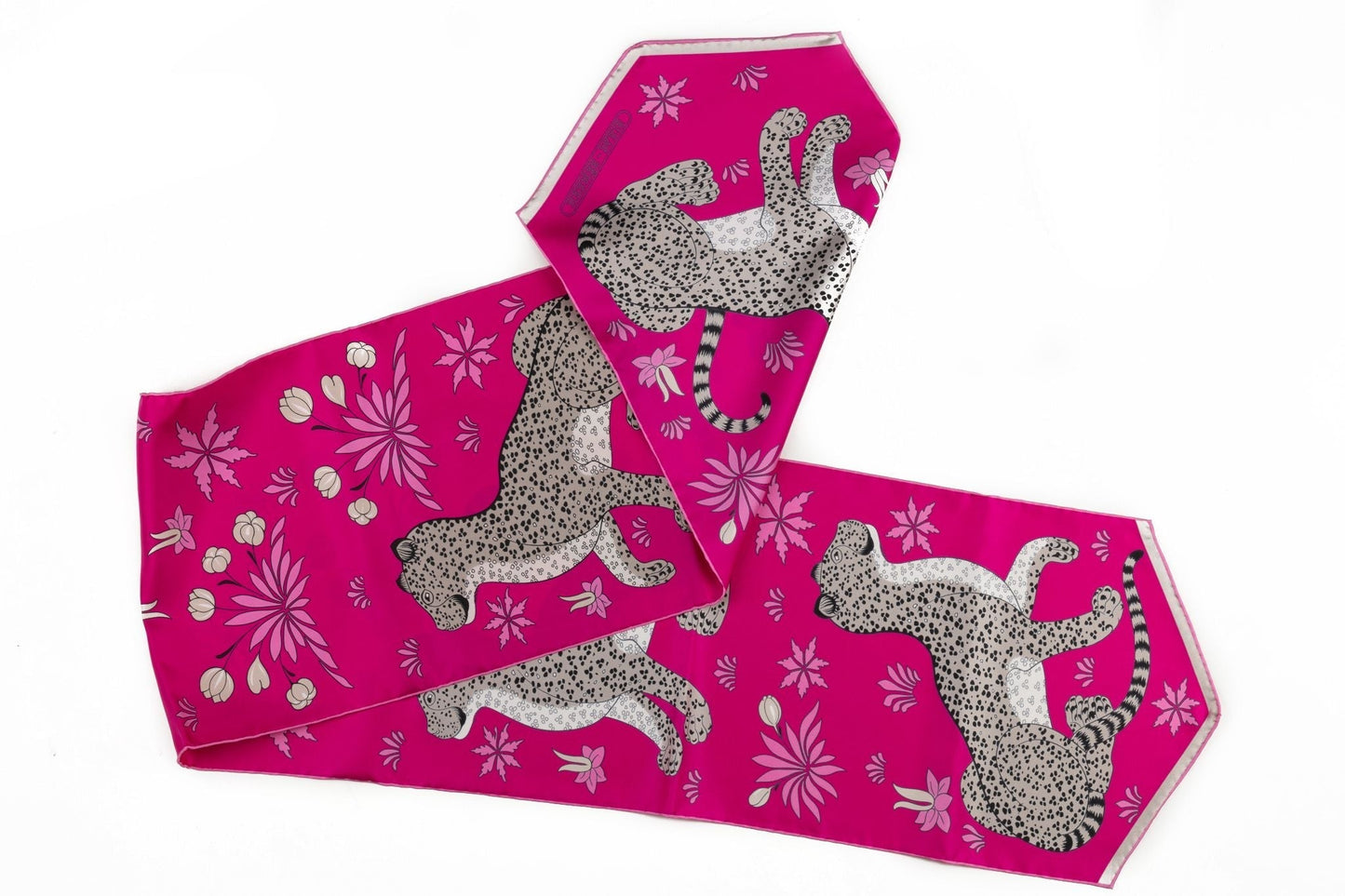 Hermes NIB Fuchsia Guepards Silk Stole
