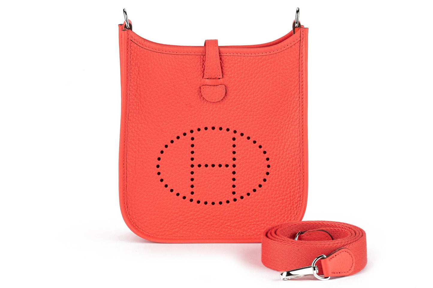 Hermes BNIB Rouge Pivoine Mini Evelyne