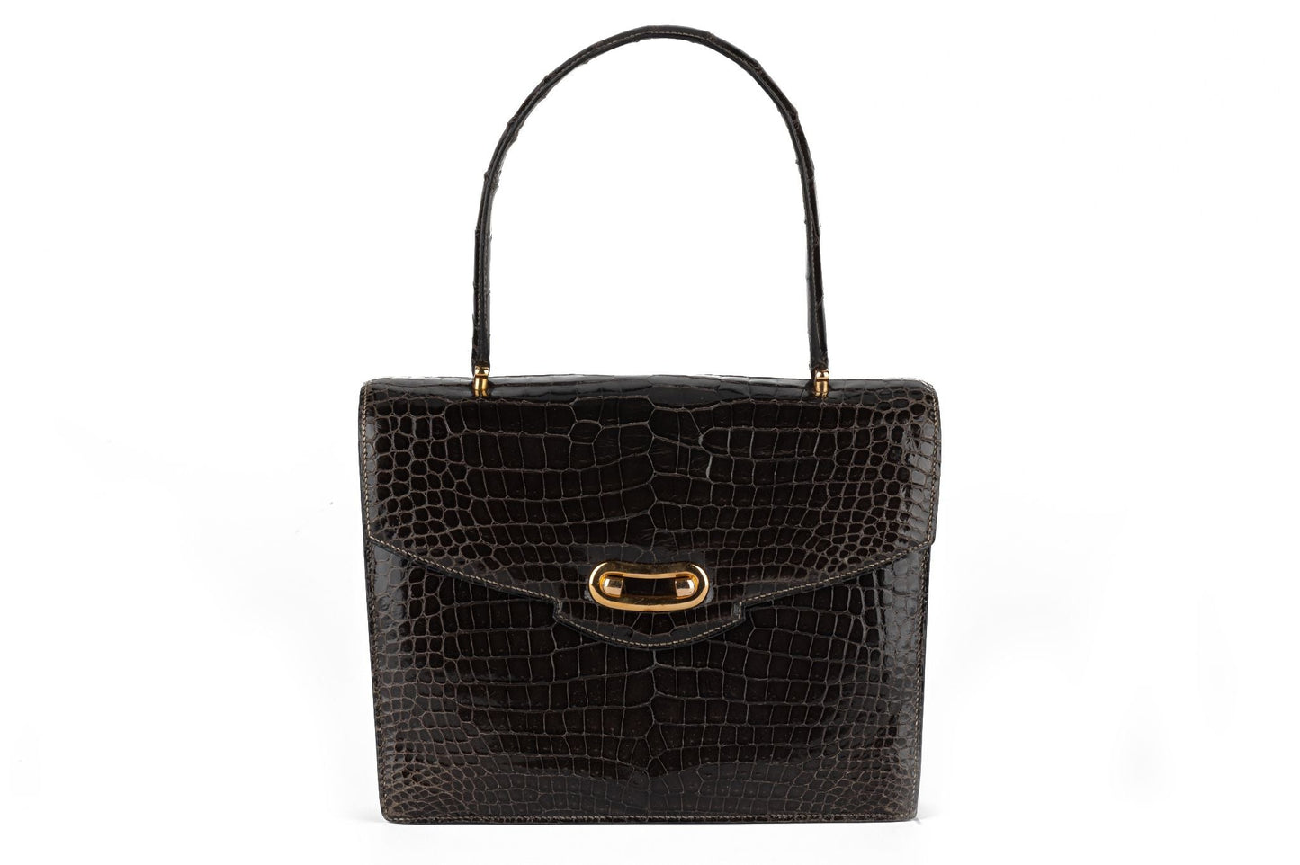 Hermes   Dark Grey Croc Handbag