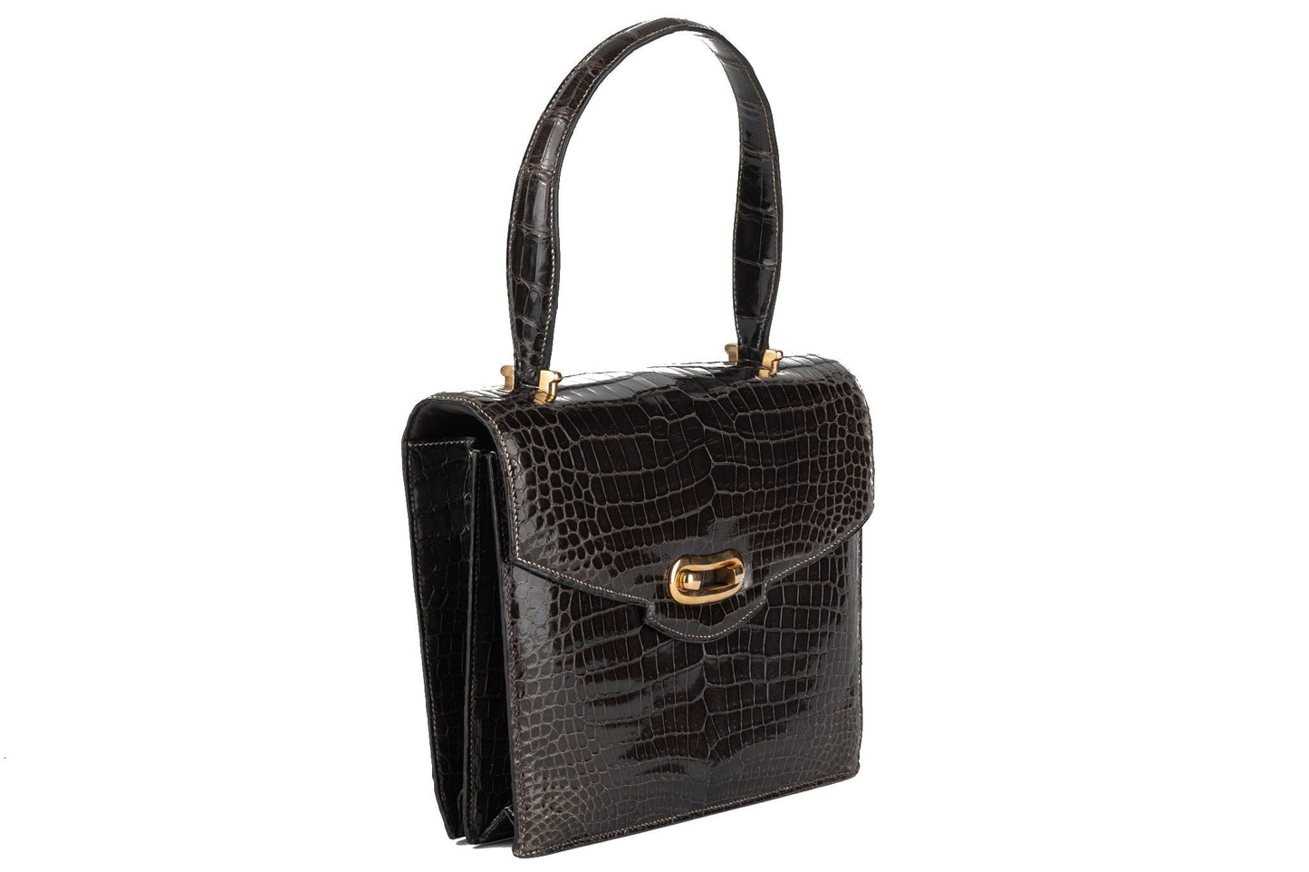 Hermes   Dark Grey Croc Handbag