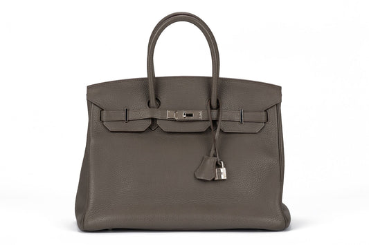 Hermes Birkin 35 Etain Clemence Leather