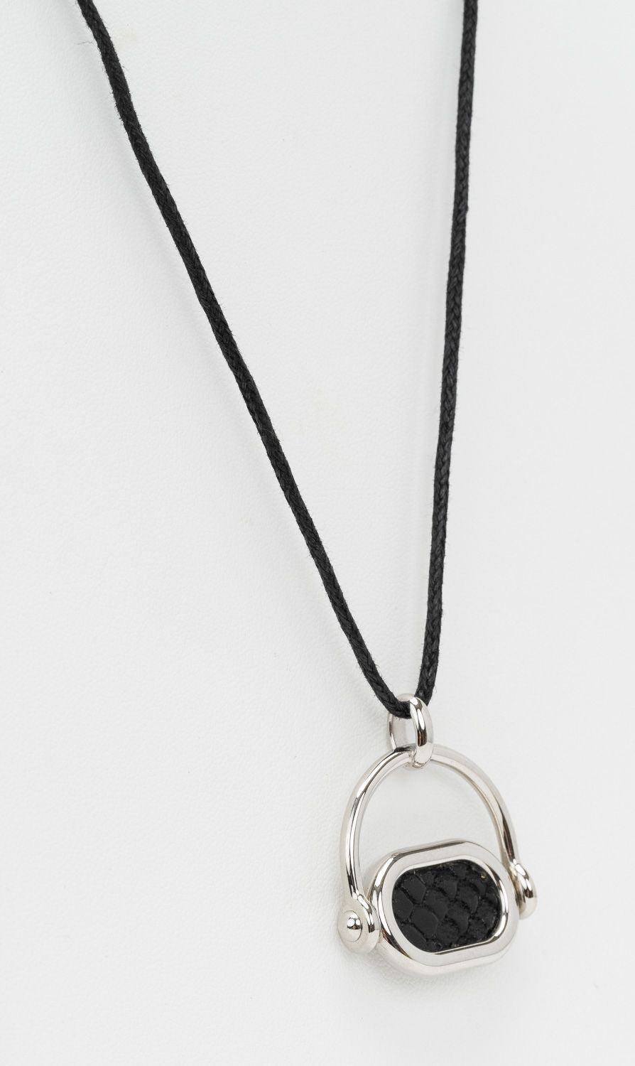 Hermes Necklace Silver Snake Skin