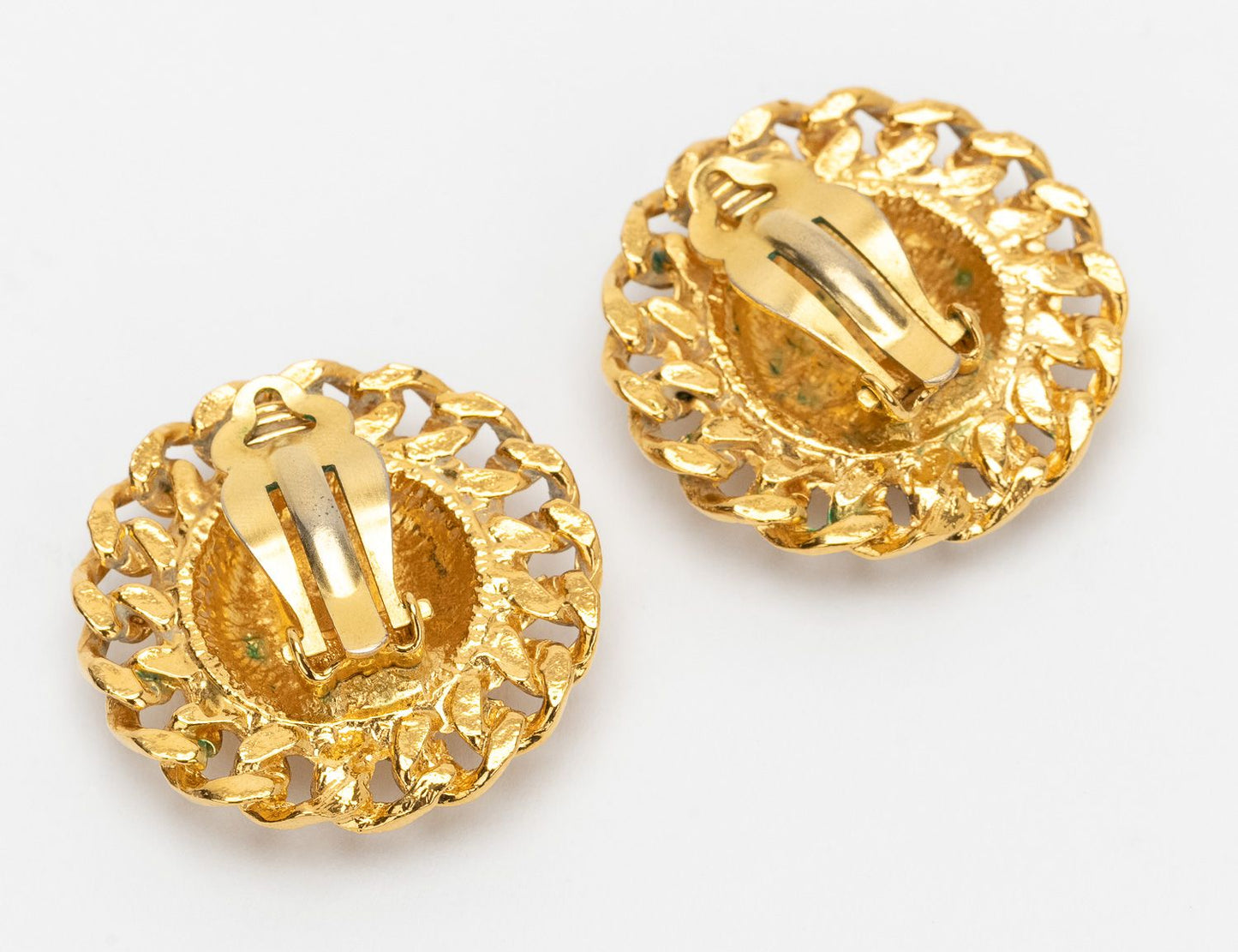 Chanel   Quilted Earrings Gold