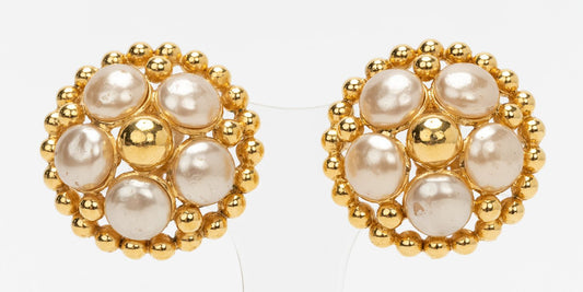 Chanel 80s   Flower Pearl Earrings