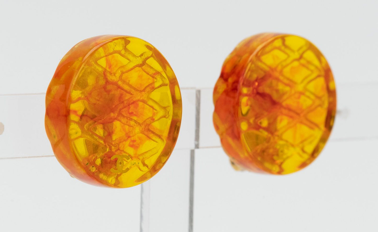 Chanel   Lucite Clip Earrings