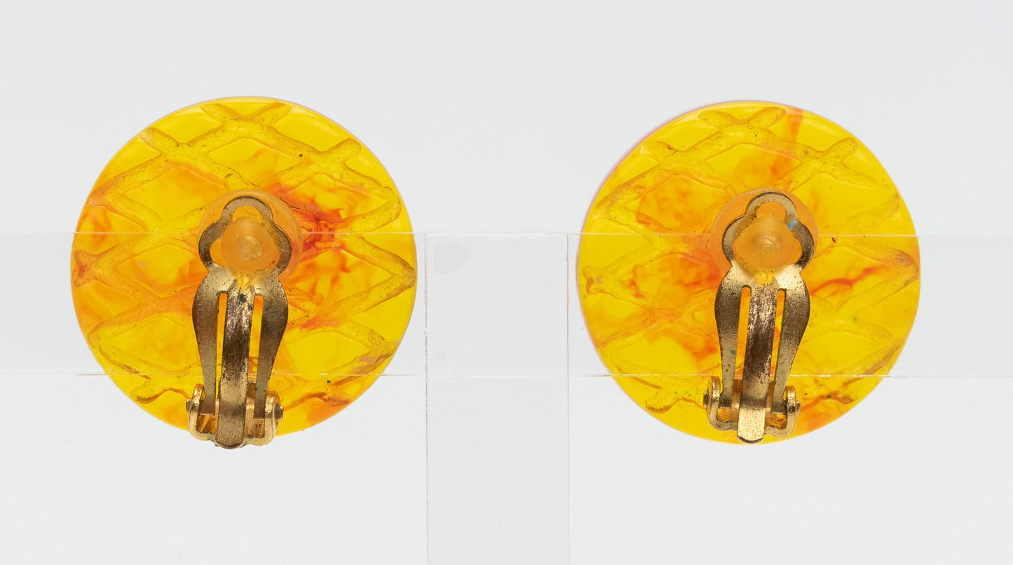Chanel   Lucite Clip Earrings