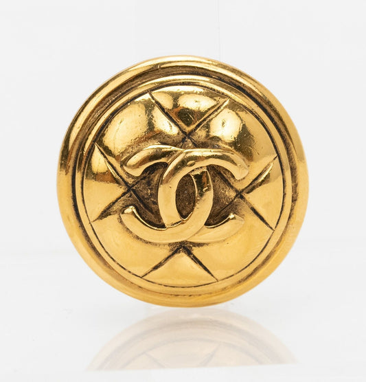 Chanel 80s Quilted   Pin Gold