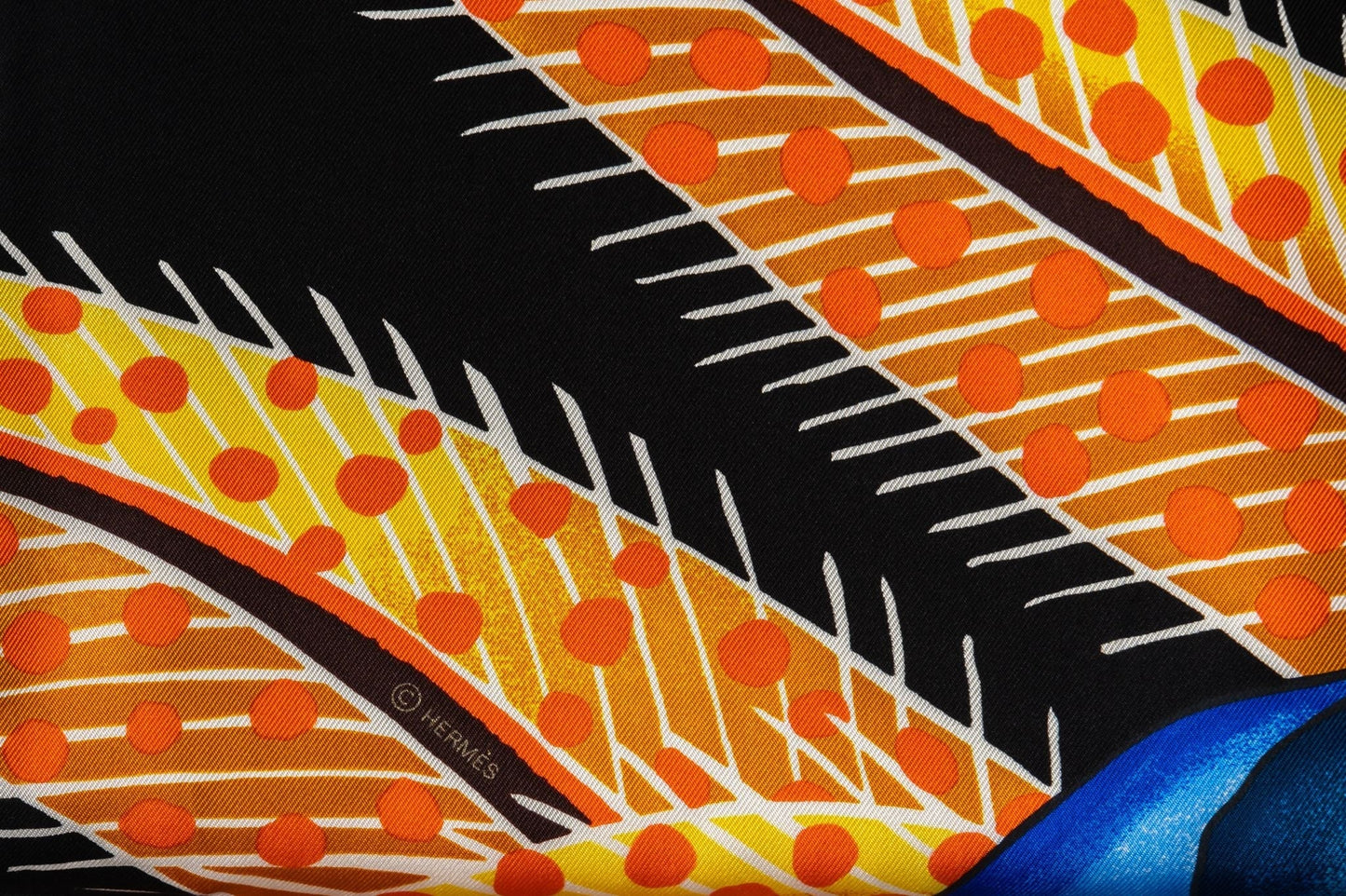 Hermes New Black Blue Baobab Silk Scarf