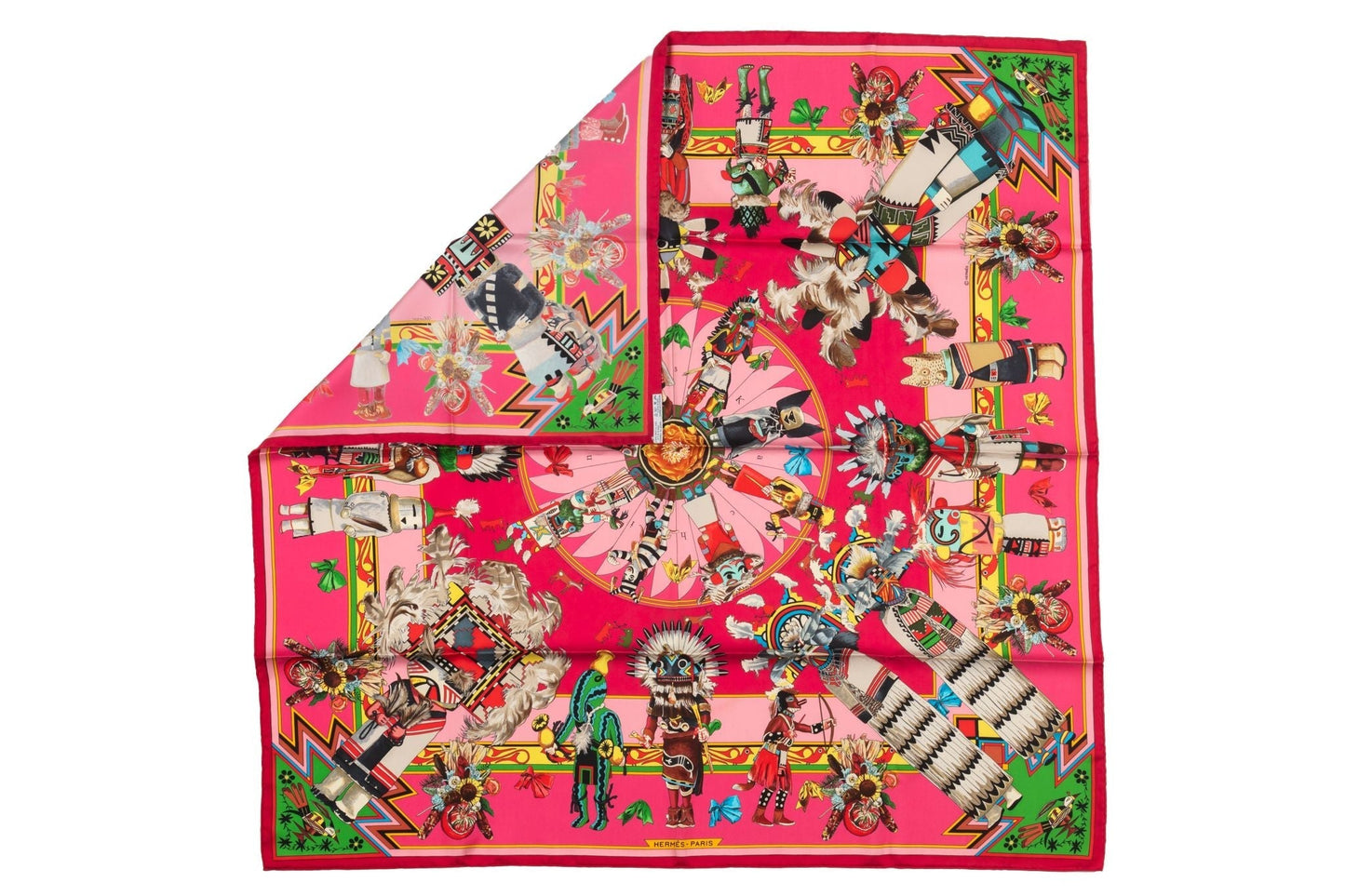 Hermes Pink Kachinas Silk Scarf