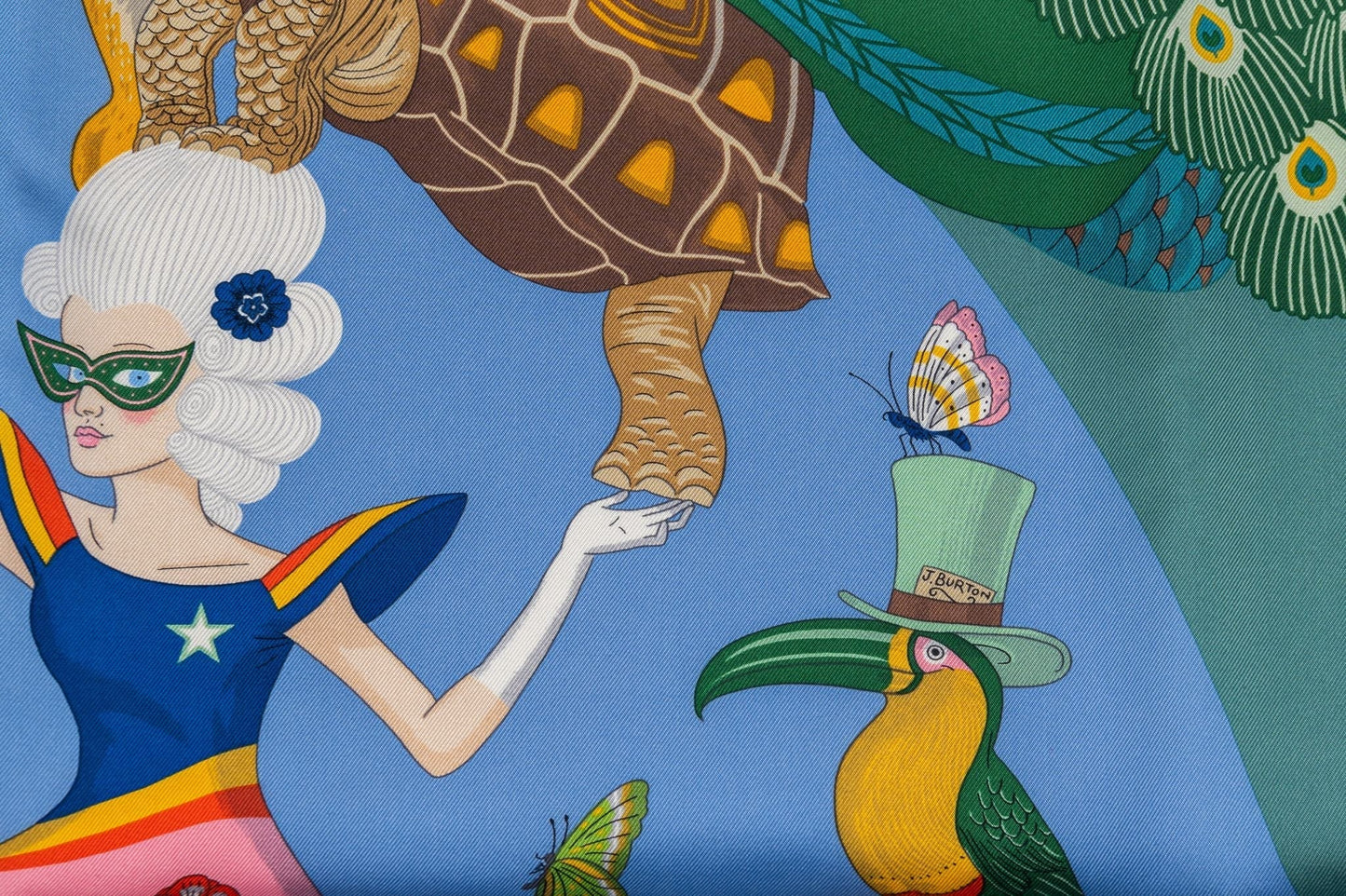 Hermes Story Blue pattern Silk Scarf NIB