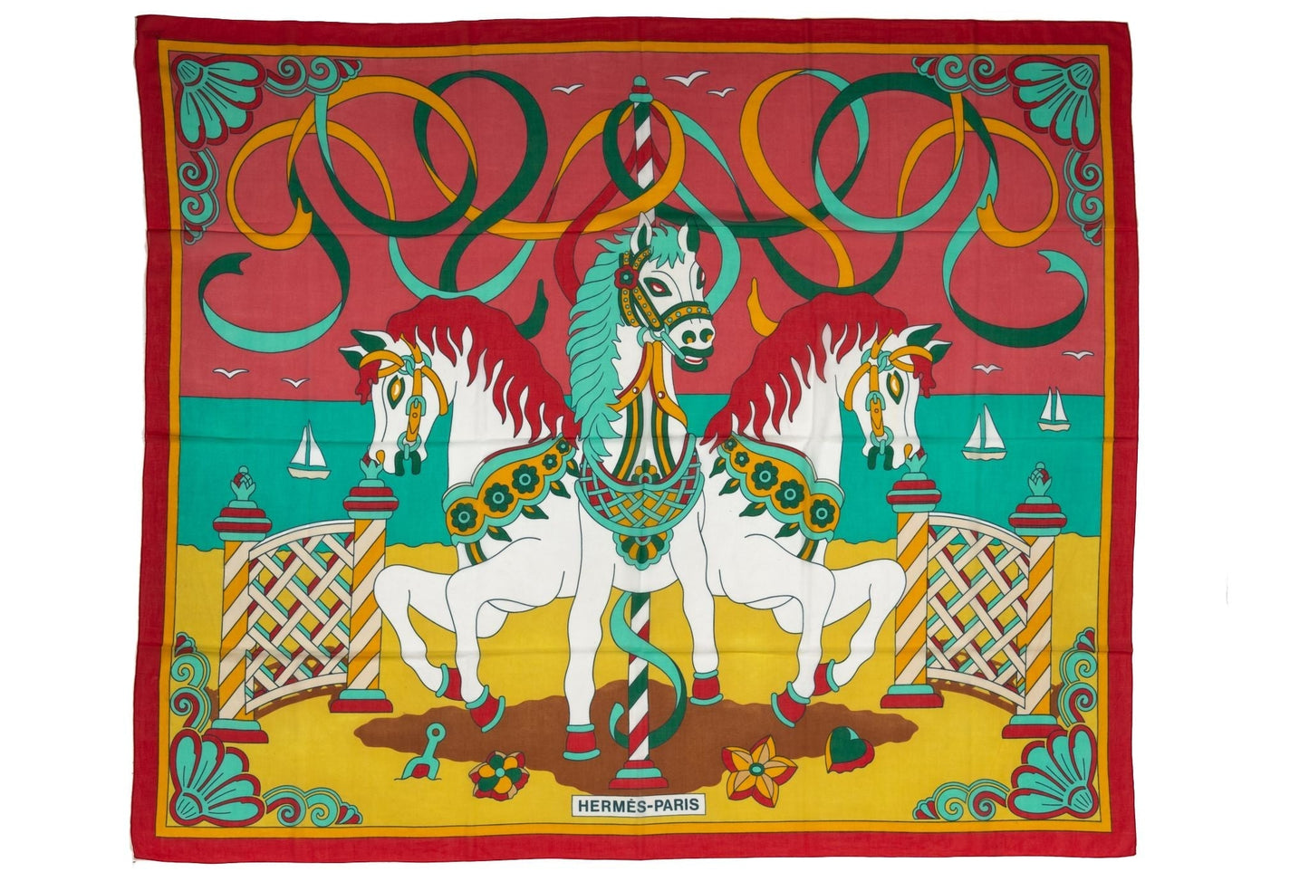 Hermes Cotton Scarf Pareo Shawl Horse