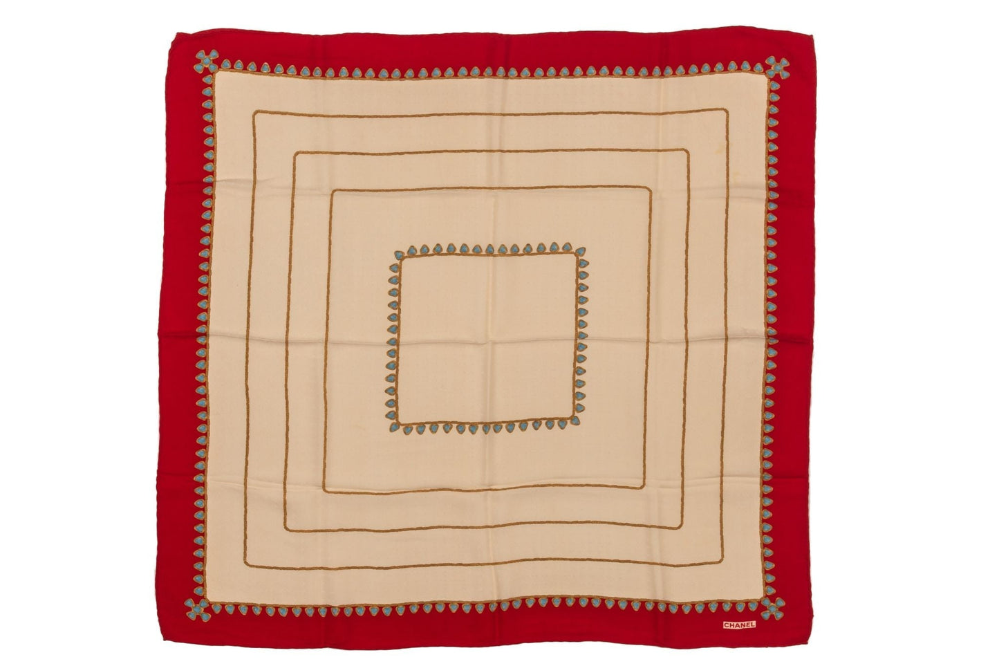 Chanel   Beige Silk Gripoix  Scarf