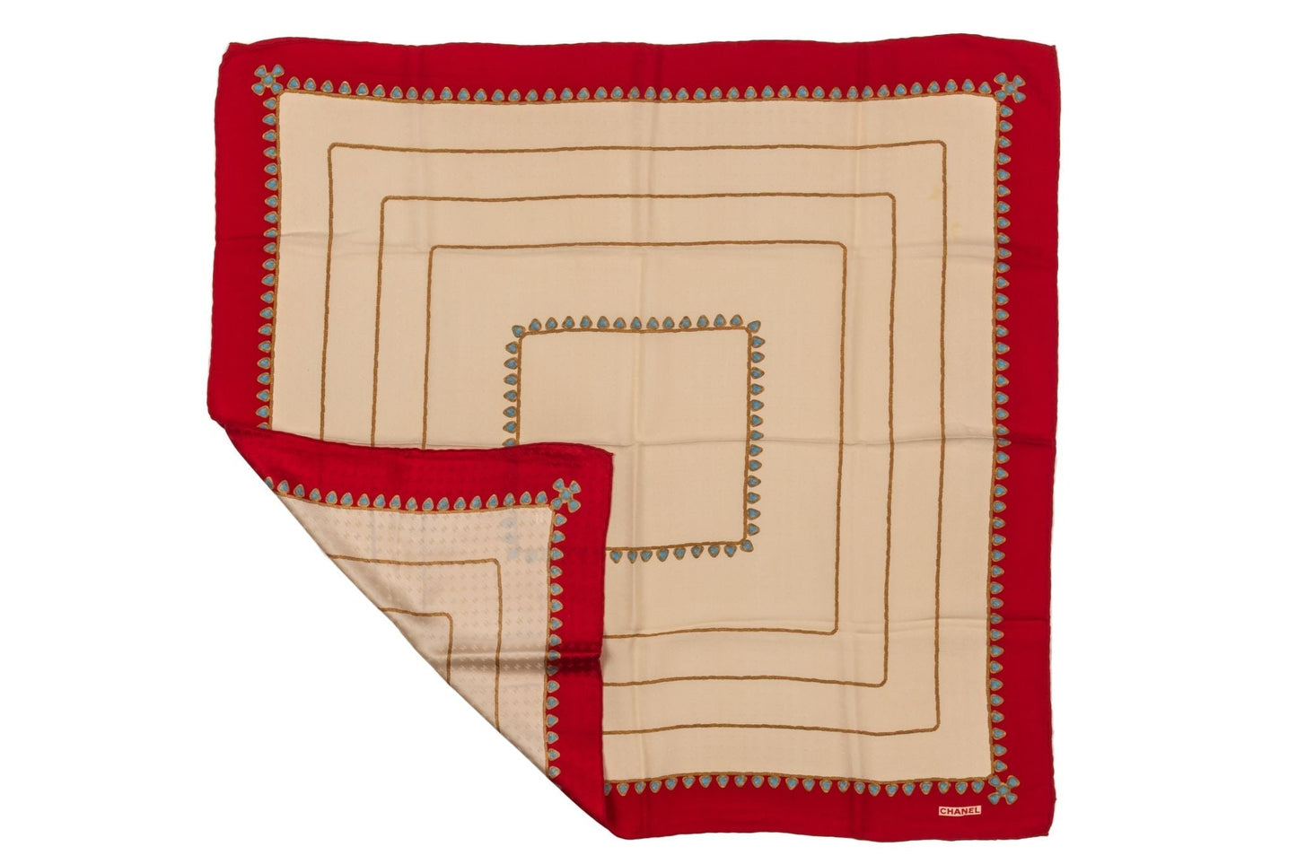 Chanel   Beige Silk Gripoix  Scarf
