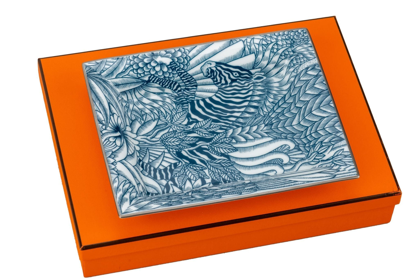 Hermes New Zebra Blue Porcelain Ashtray
