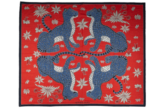 Hermes New Red Guepards Sarong Shawl