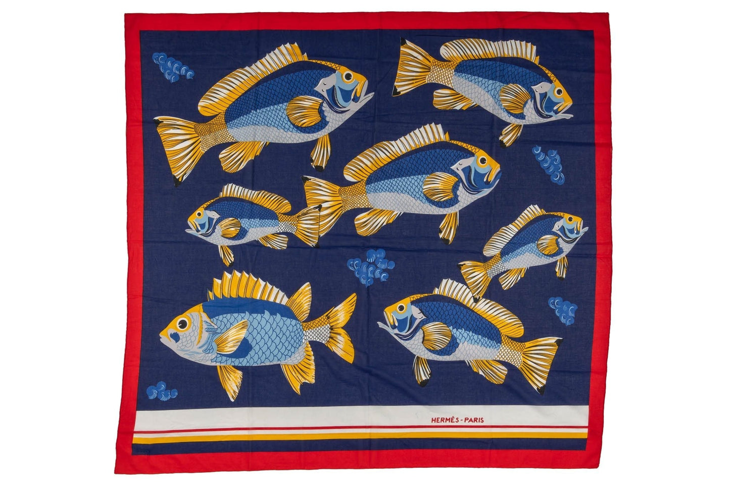 Hermes   Blue Fish Cotton Sarong