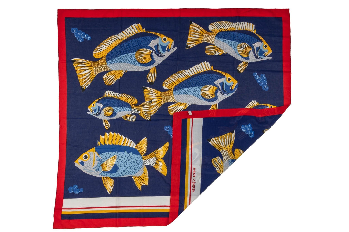 Hermes   Blue Fish Cotton Sarong