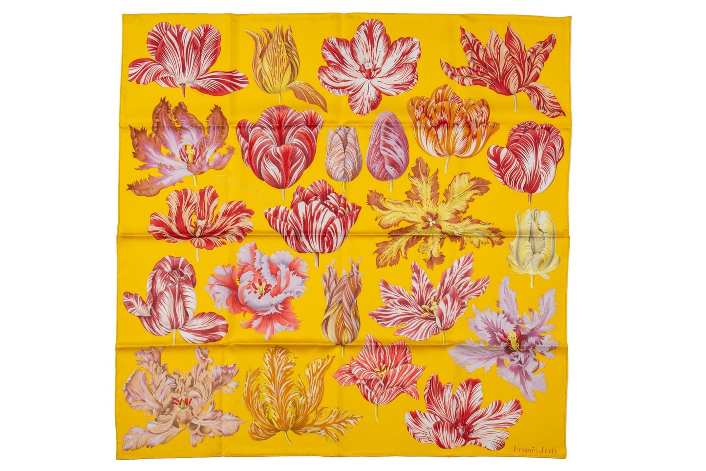 Hermes New Yellow Flowers Silk Scarf