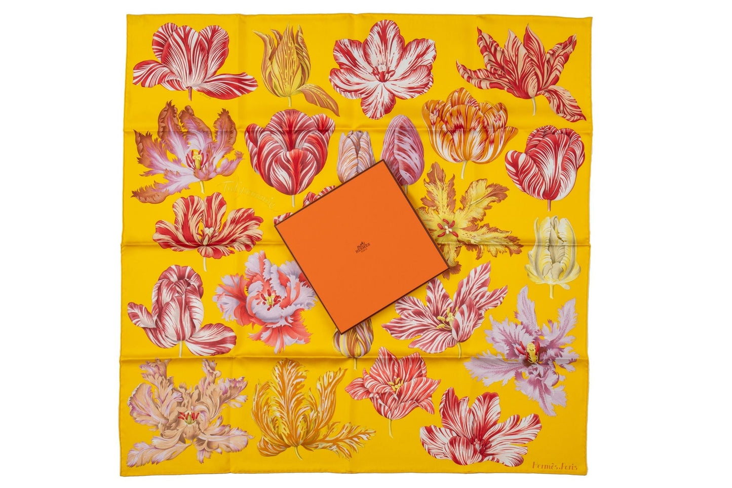 Hermes New Yellow Flowers Silk Scarf