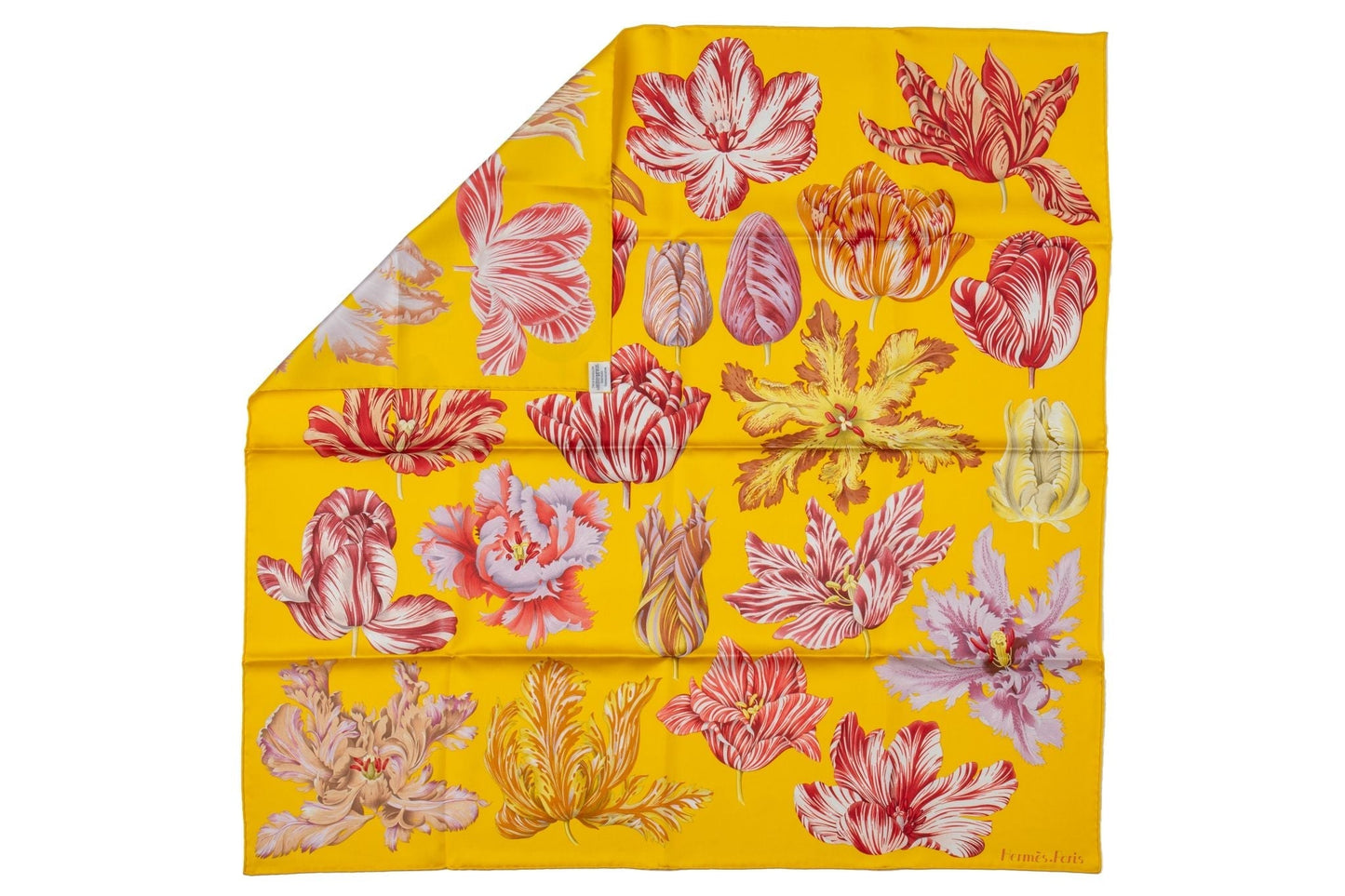 Hermes New Yellow Flowers Silk Scarf