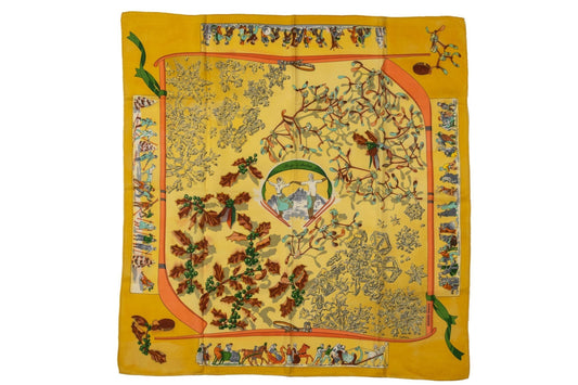 Hermes Yellow Niege D'Antan Silk Scarf