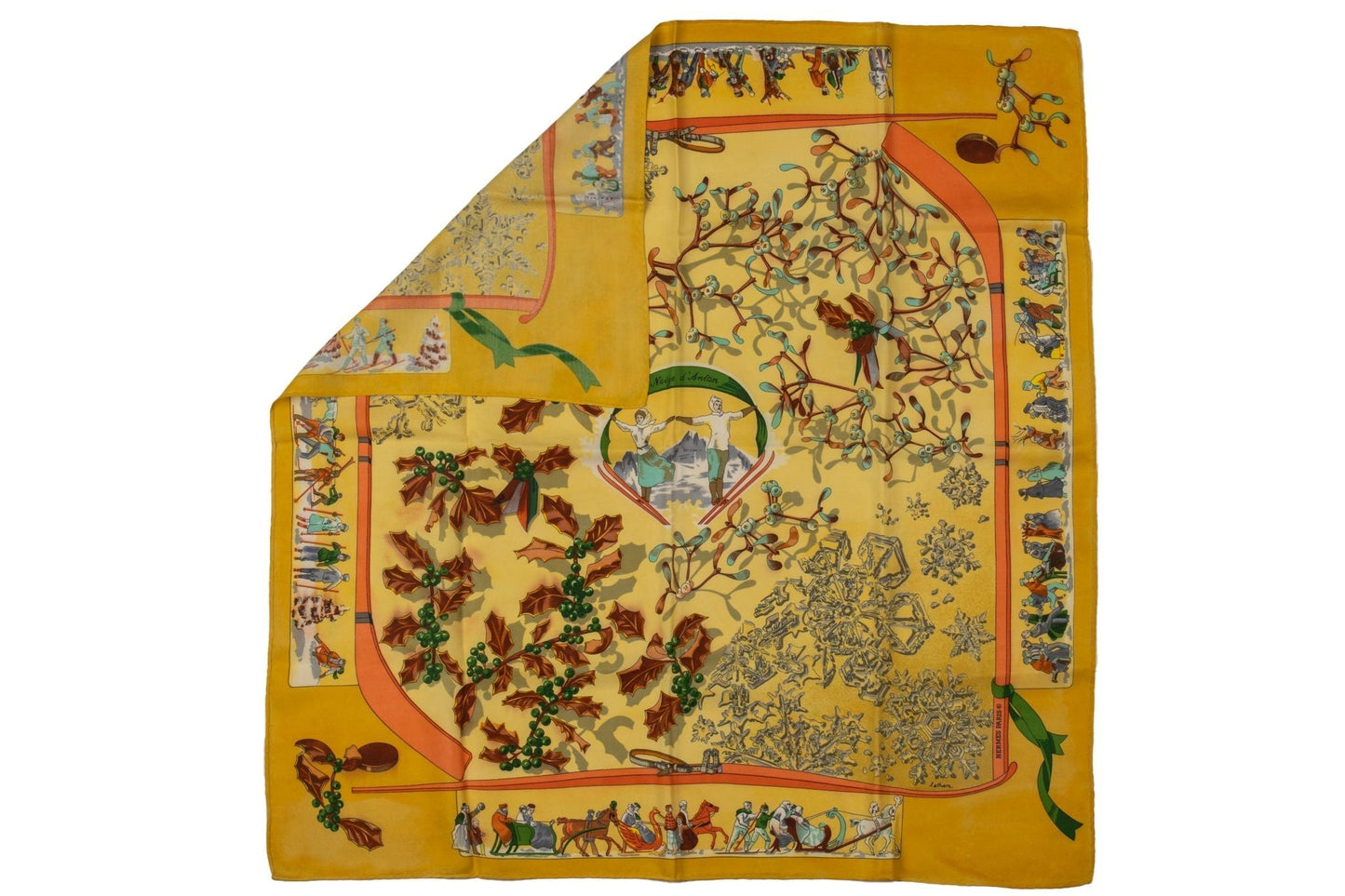 Hermes Yellow Niege D'Antan Silk Scarf