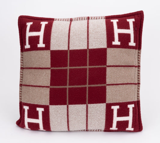 Hermes New Large Avalon Burgundy Pillow