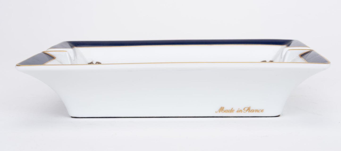 Hermes Rubans Blue Porcelain Ashtray