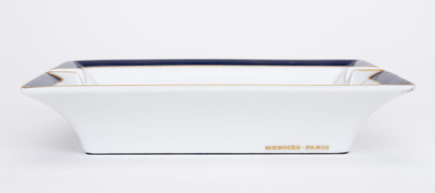 Hermes Rubans Blue Porcelain Ashtray