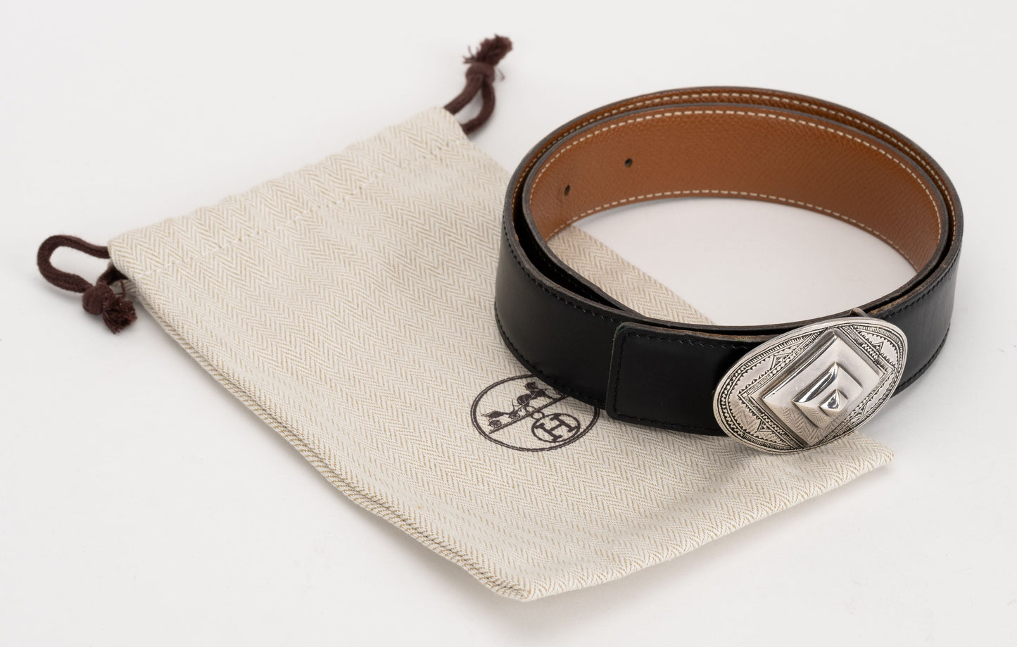 Hermes Reversible Tuareg Black Gold Belt