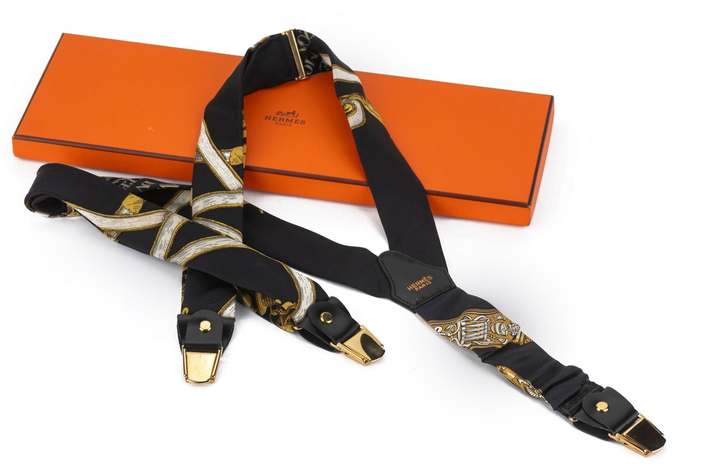 Hermes   Black Silk Suspenders
