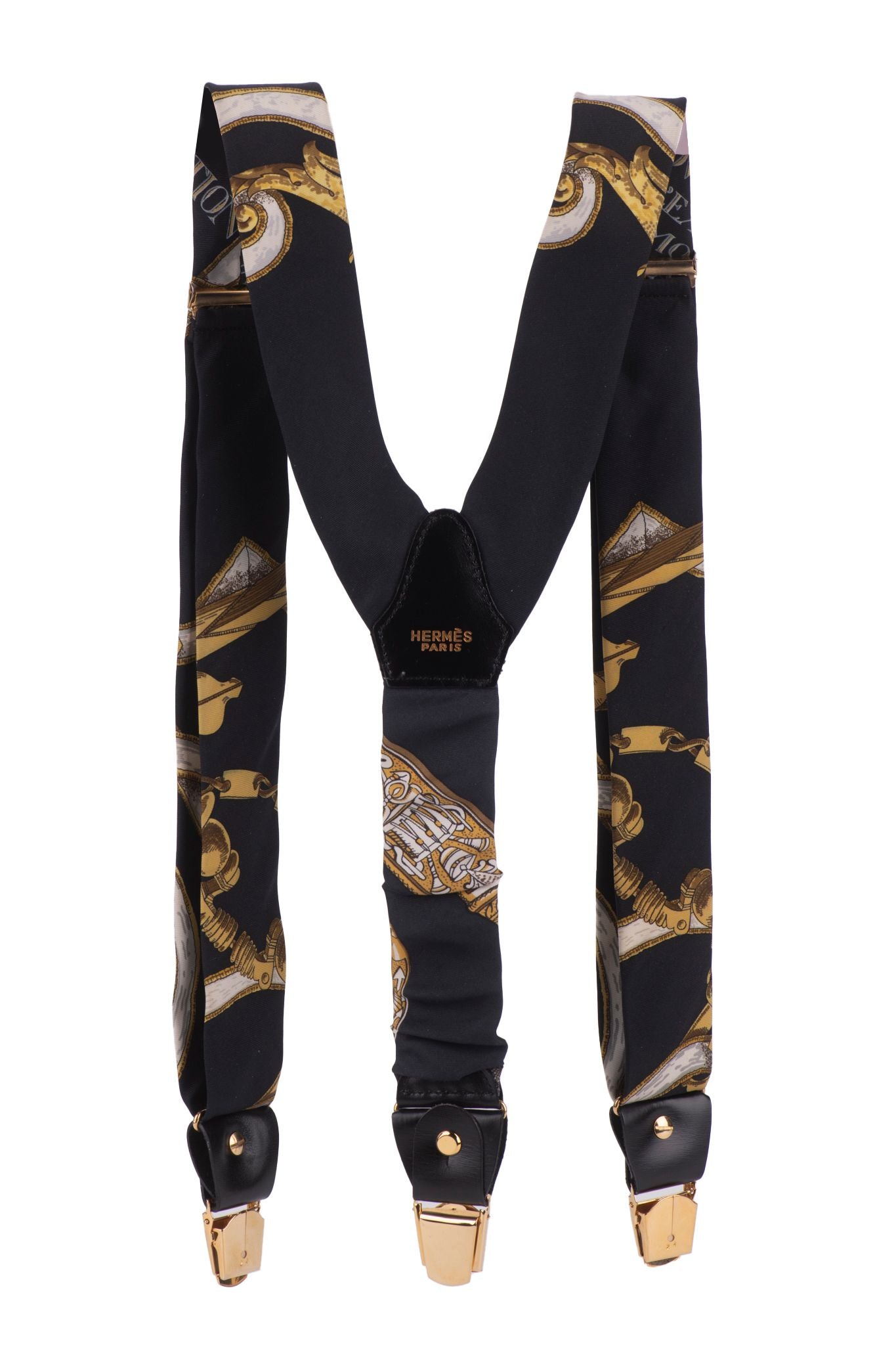 Hermes   Black Silk Suspenders