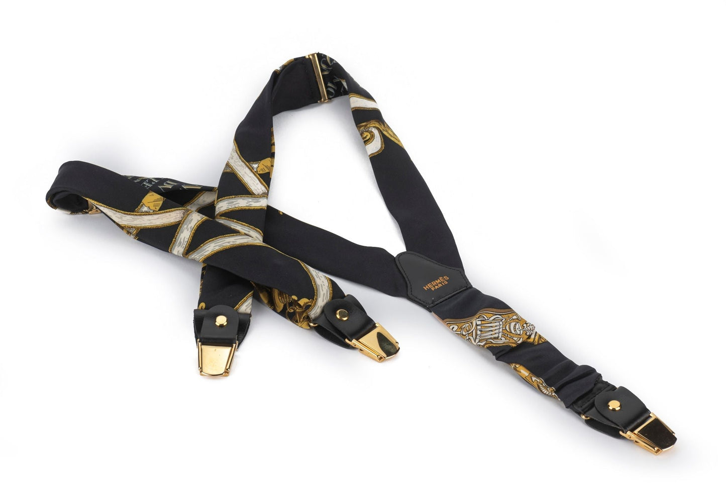 Hermes   Black Silk Suspenders