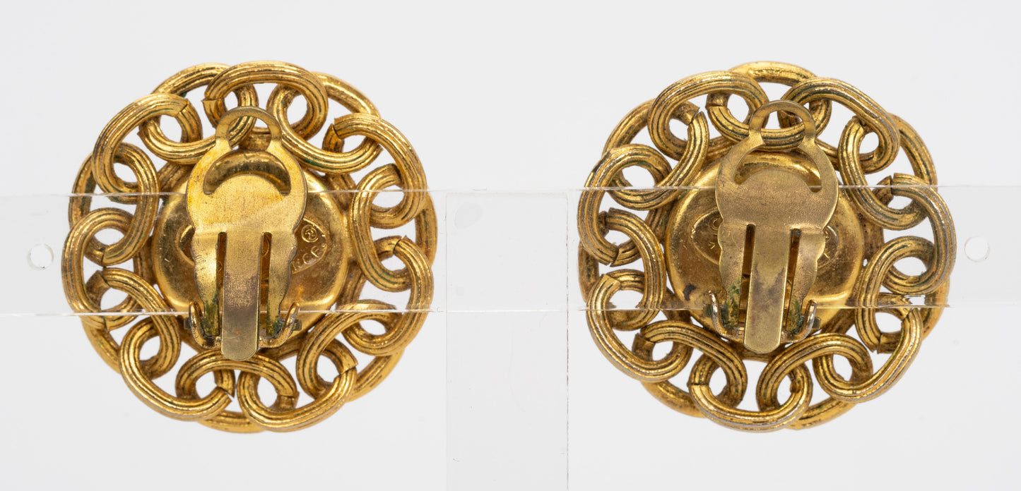 Chanel 80s Faux Pearl Clip Earrings