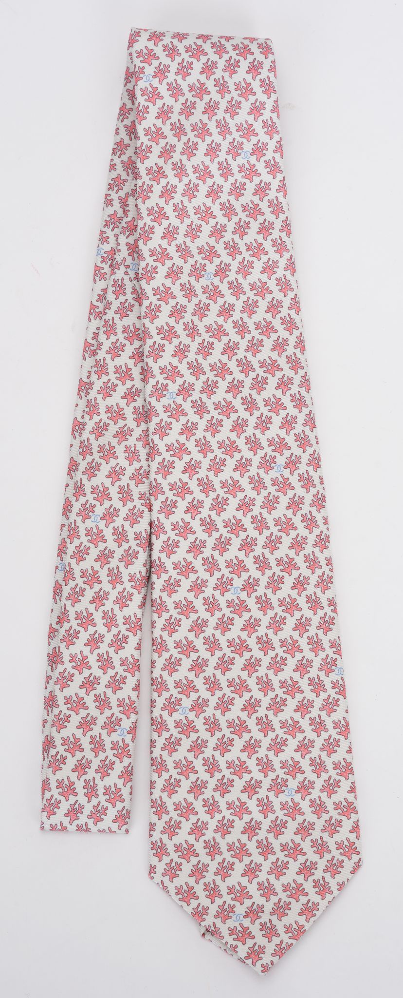 Chanel New Coral Branch Silk Tie