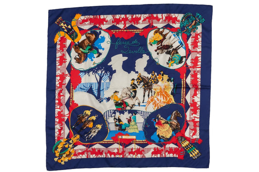 Hermes Navy Feria de Sevilla Silk Scarf