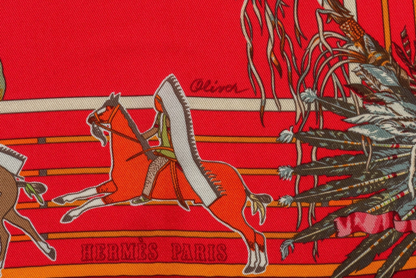 Hermes Red Pani La Shar Pawnee Scarf