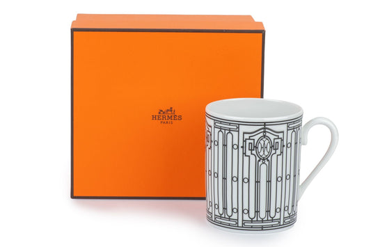 Hermes New Black Porcelain H Deco Mug