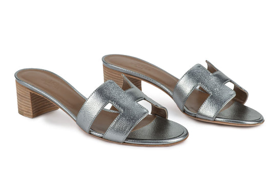 Hermes New Silver Oasis Sandal Epsom