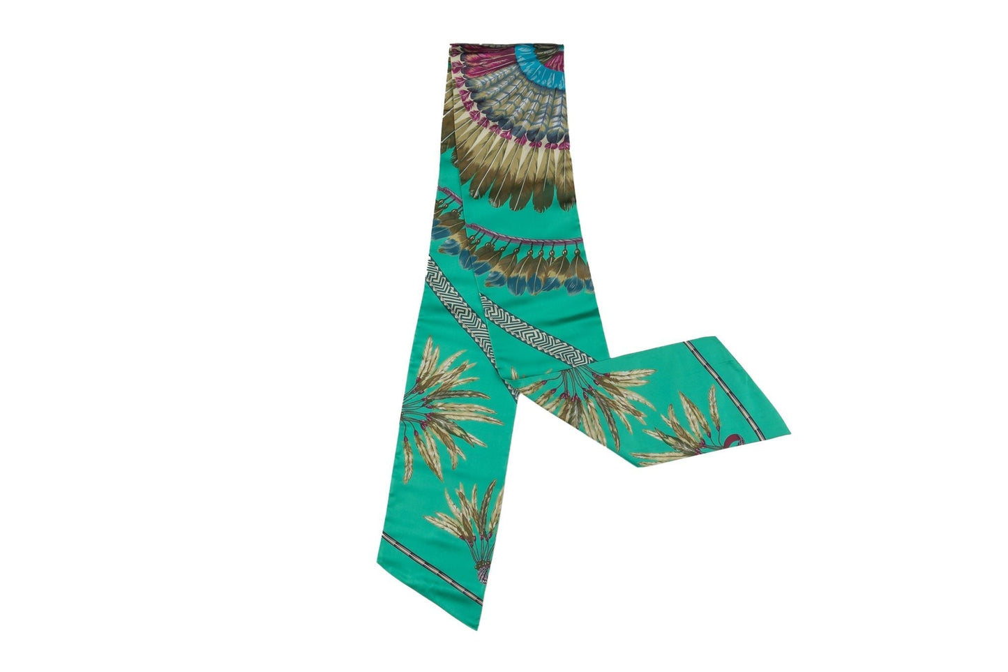 Hermes Teal Brazil Silk Maxi Twilly