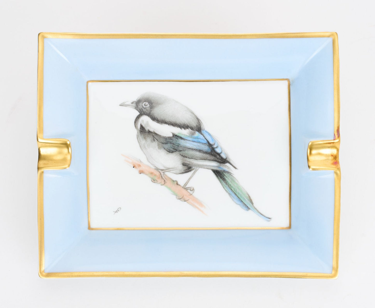 Hermes Bird Porcelain Blue Ashtray
