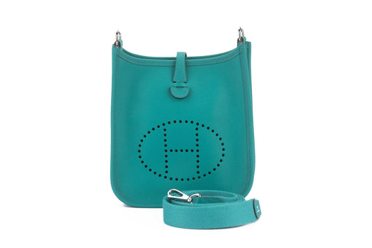 Hermes Mini Evelyne Blue Paon Epsom