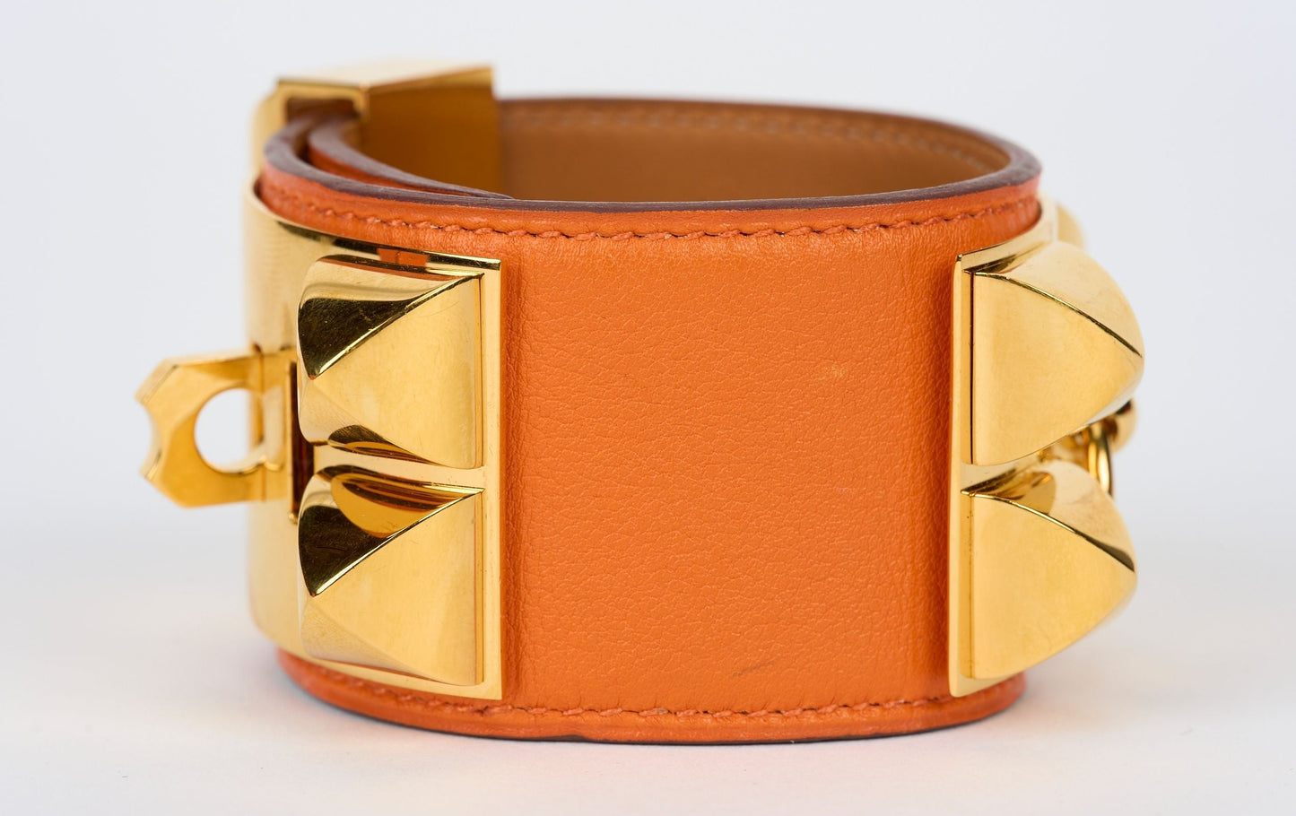 Hermes Orange Swift CDC Gold Bracelet