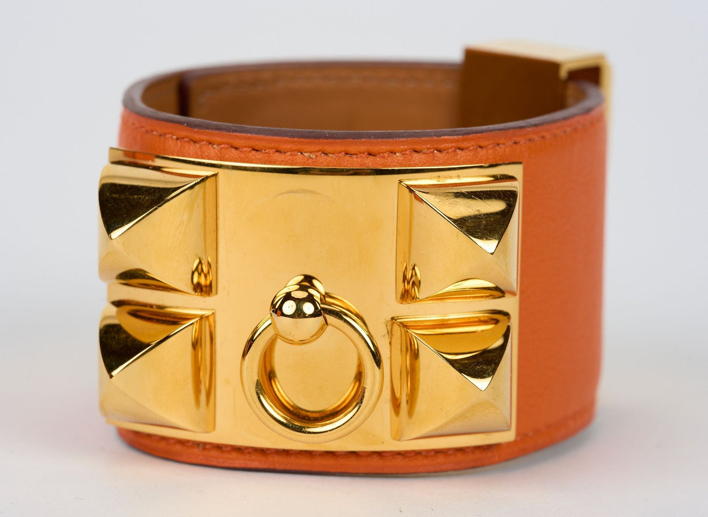Hermes Orange Swift CDC Gold Bracelet
