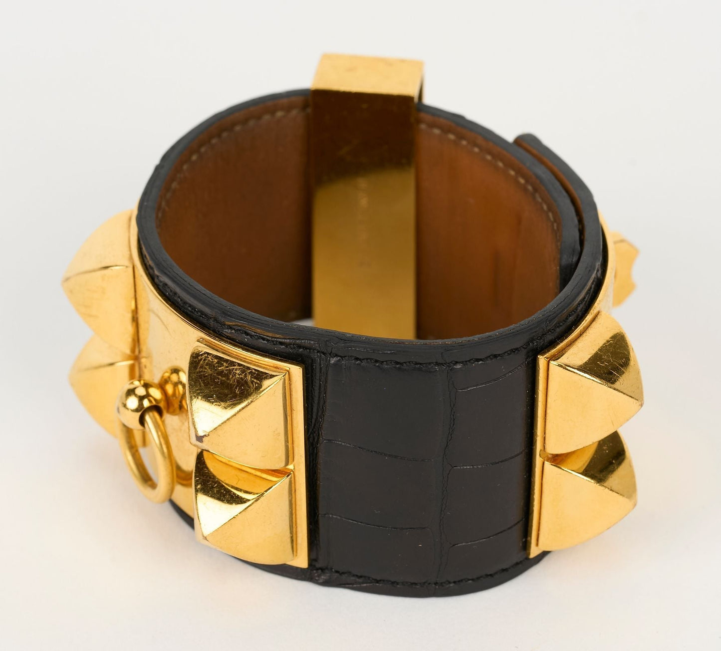 Hermes Black Croc CDC Gold Bracelet