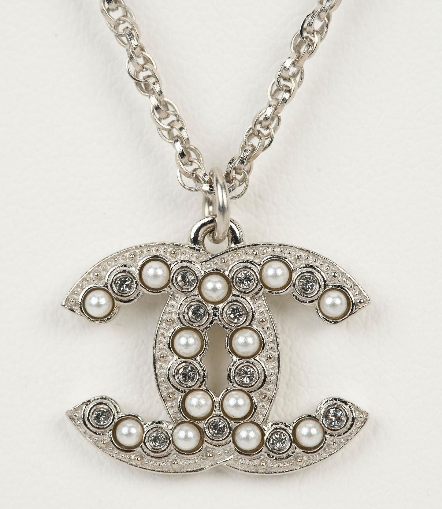 Chanel NIB Silver CC Pendant Necklace
