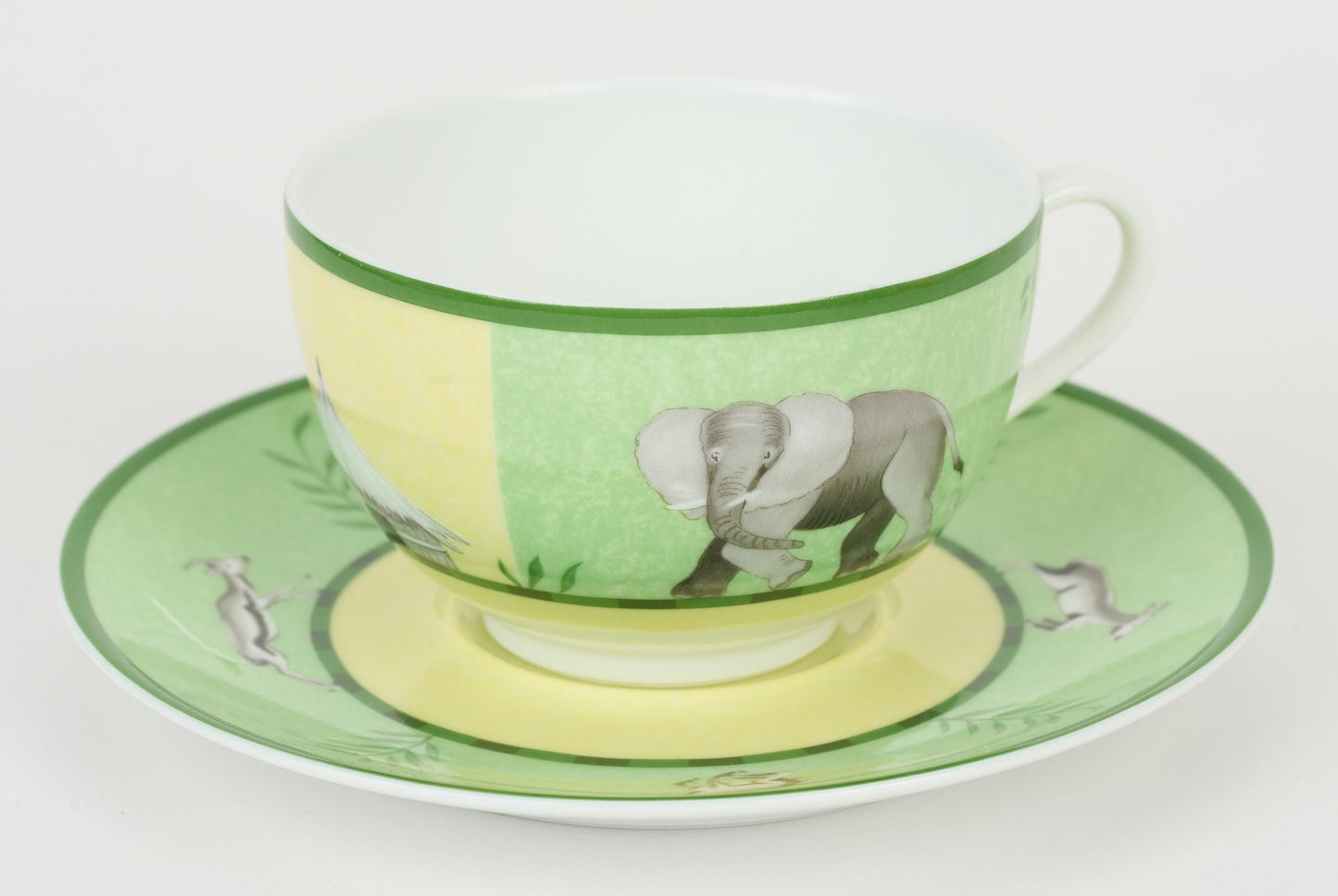Hermes Set/2 Africa Green Teacups W/Box
