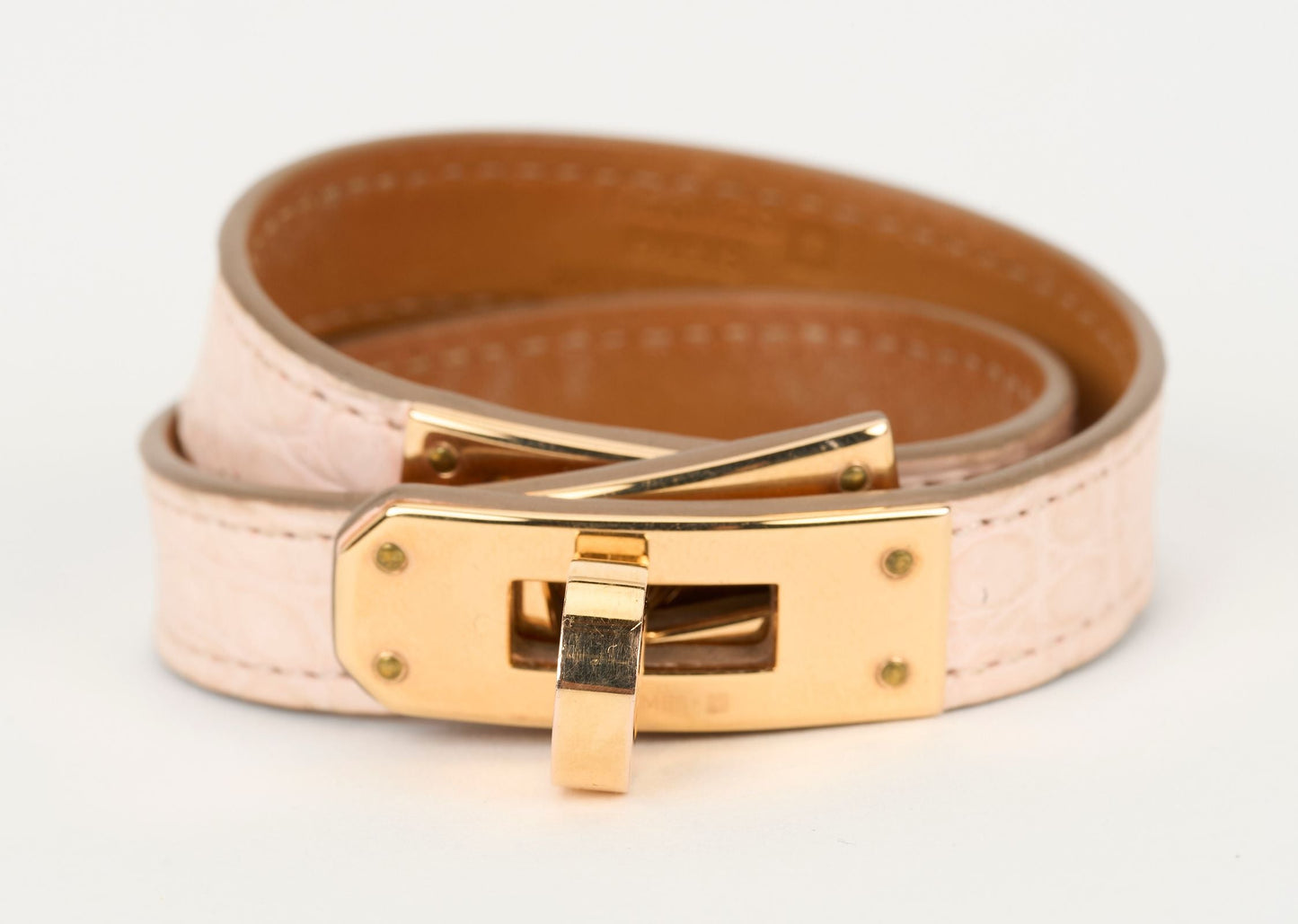 Hermes Kelly Double Tour Pink Alligator