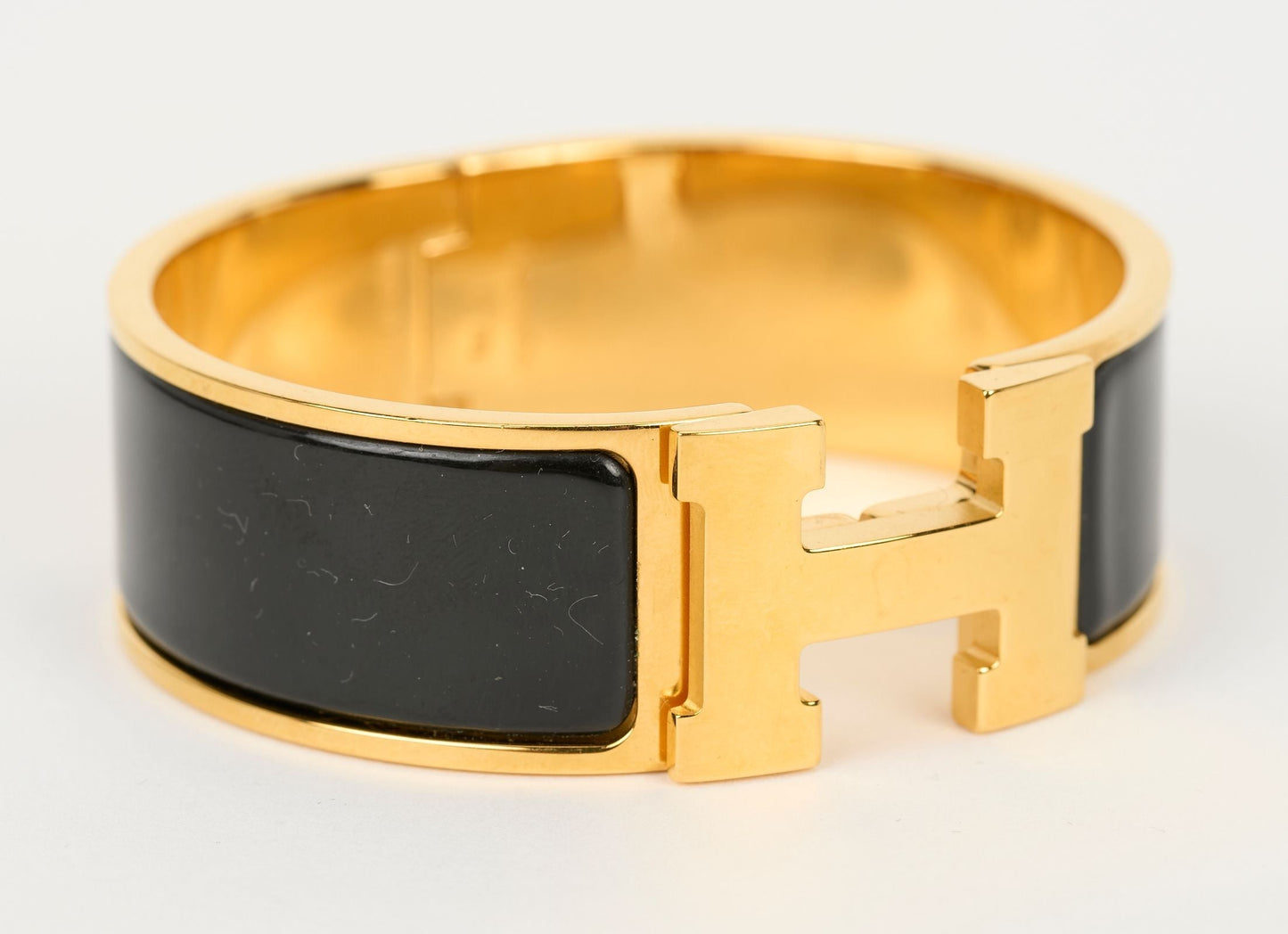 Hermes Wide Clic Clac H Black Bracelet